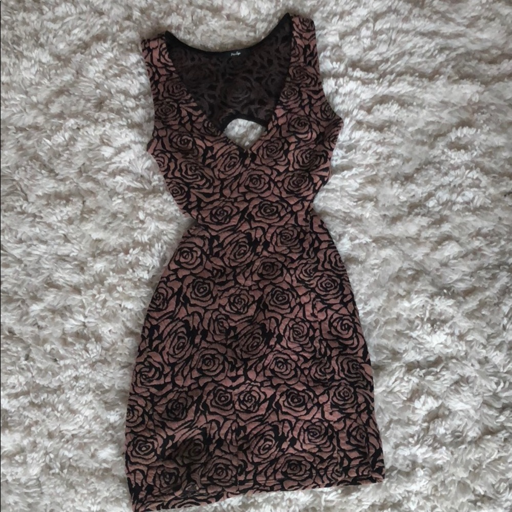 Pink & Black Rose Cut Out Dress